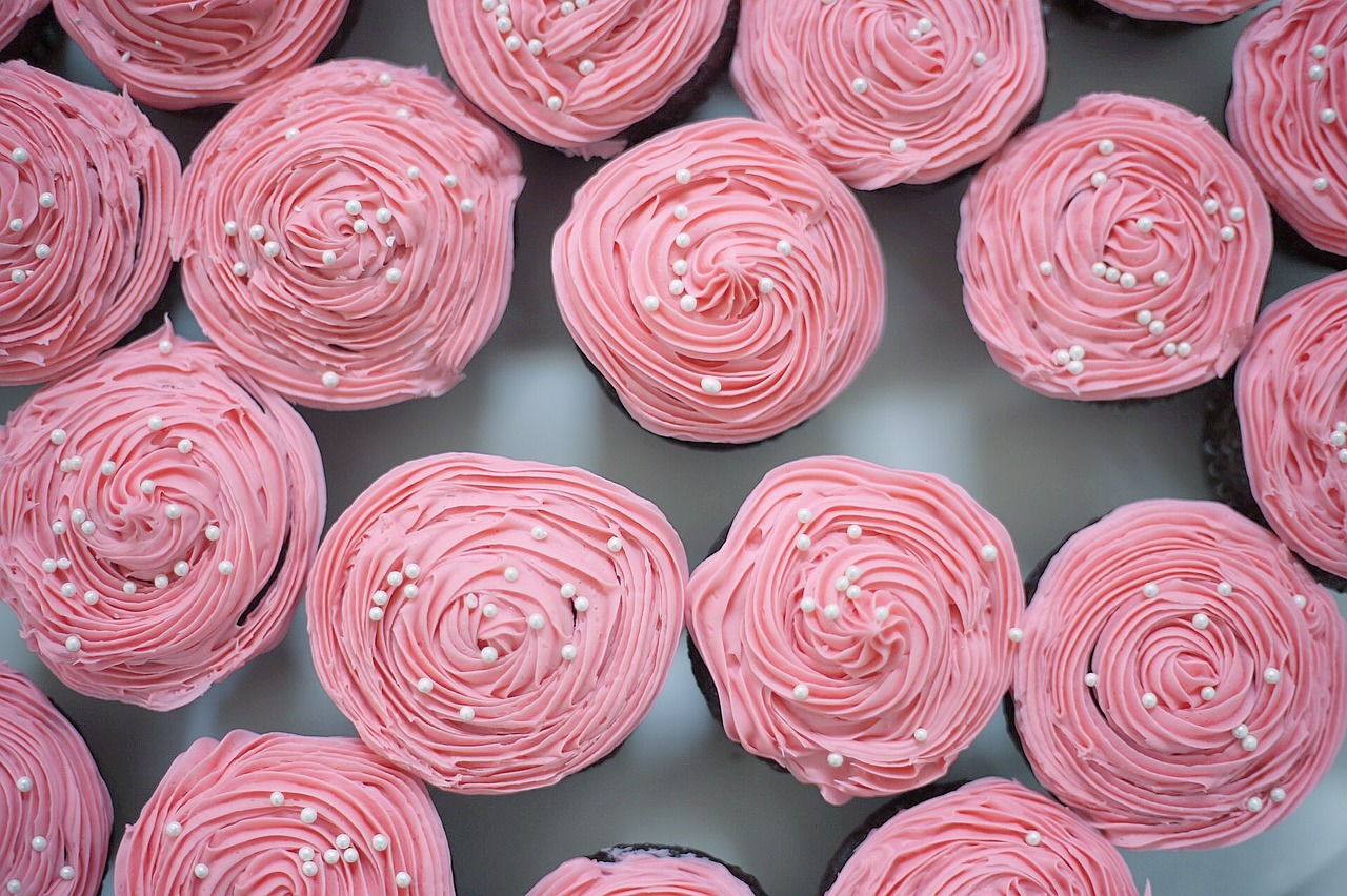 Pink rose cupcakes