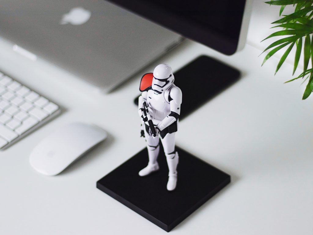 star wars character protecting laptop from cyber attacks