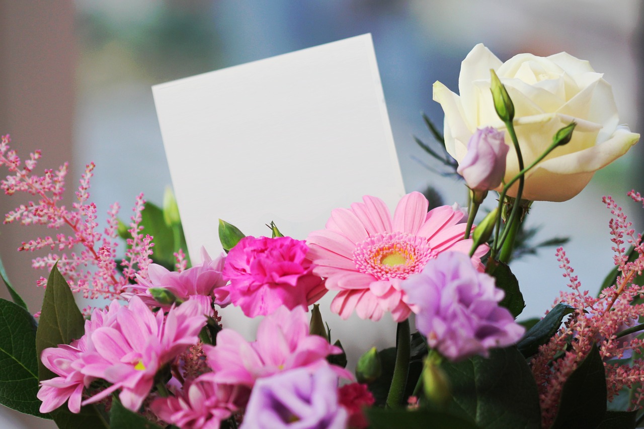 Pink Flowers and Card